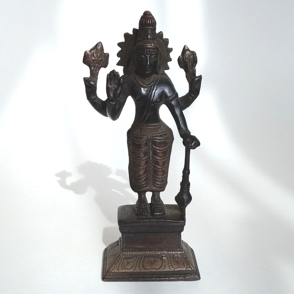 Antique Brass Bronze Statue Figurine From India 6 1/2” Tall - Picture 9 of 10